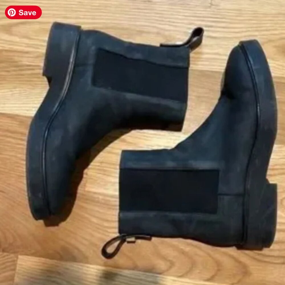 USED Stuart Weitzman The MERIWA Black Tumbled Nubuck Leather 8.5 MEDIUM (AS IS) - Picture 2 of 5